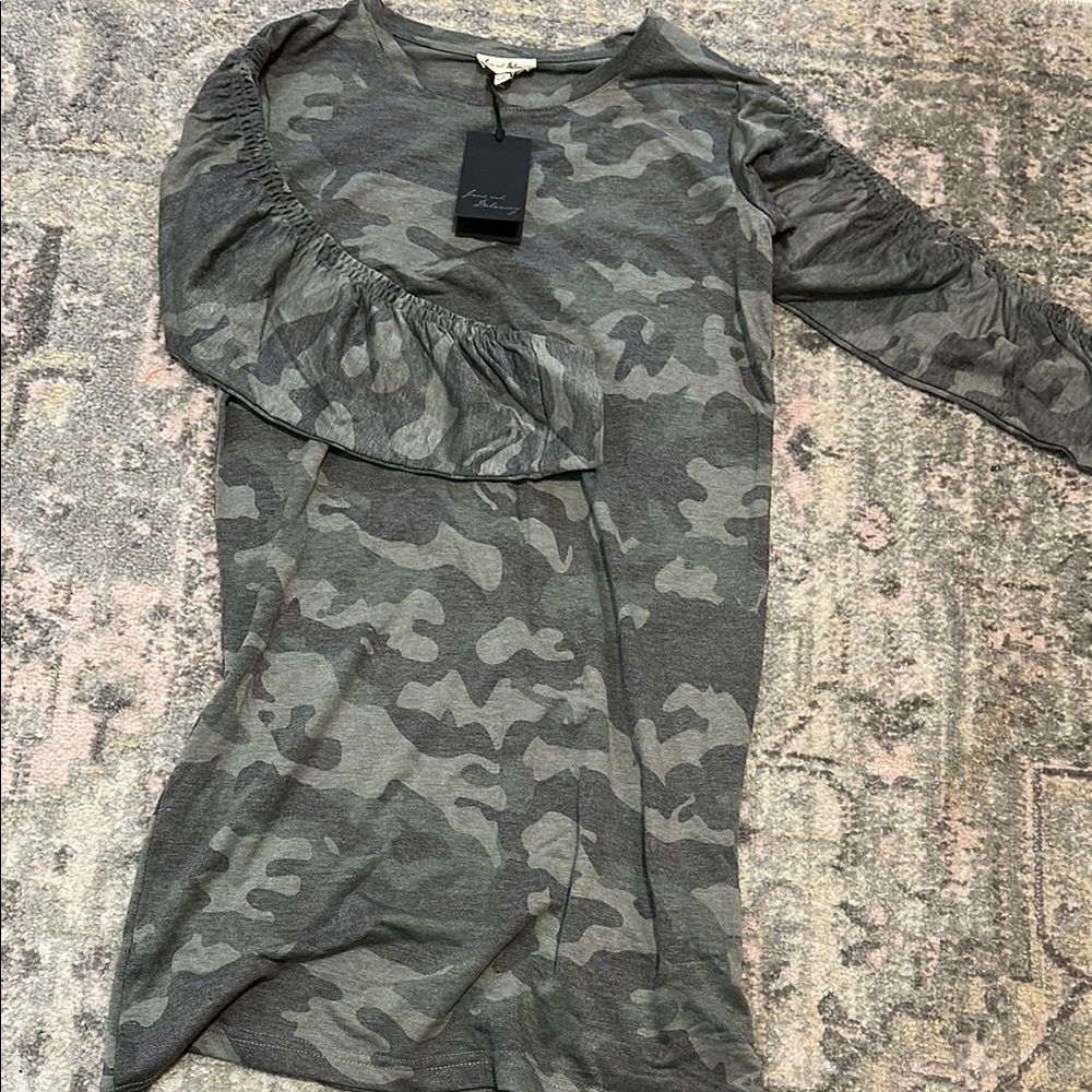Camouflage Long Sleeve Tunic Dress